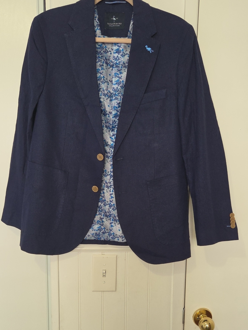 Tailorbyrd Navy Sport Coat with Floral Lining